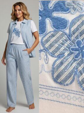 Vtg 90s 3-piece striped vest set - Allison Daley brand